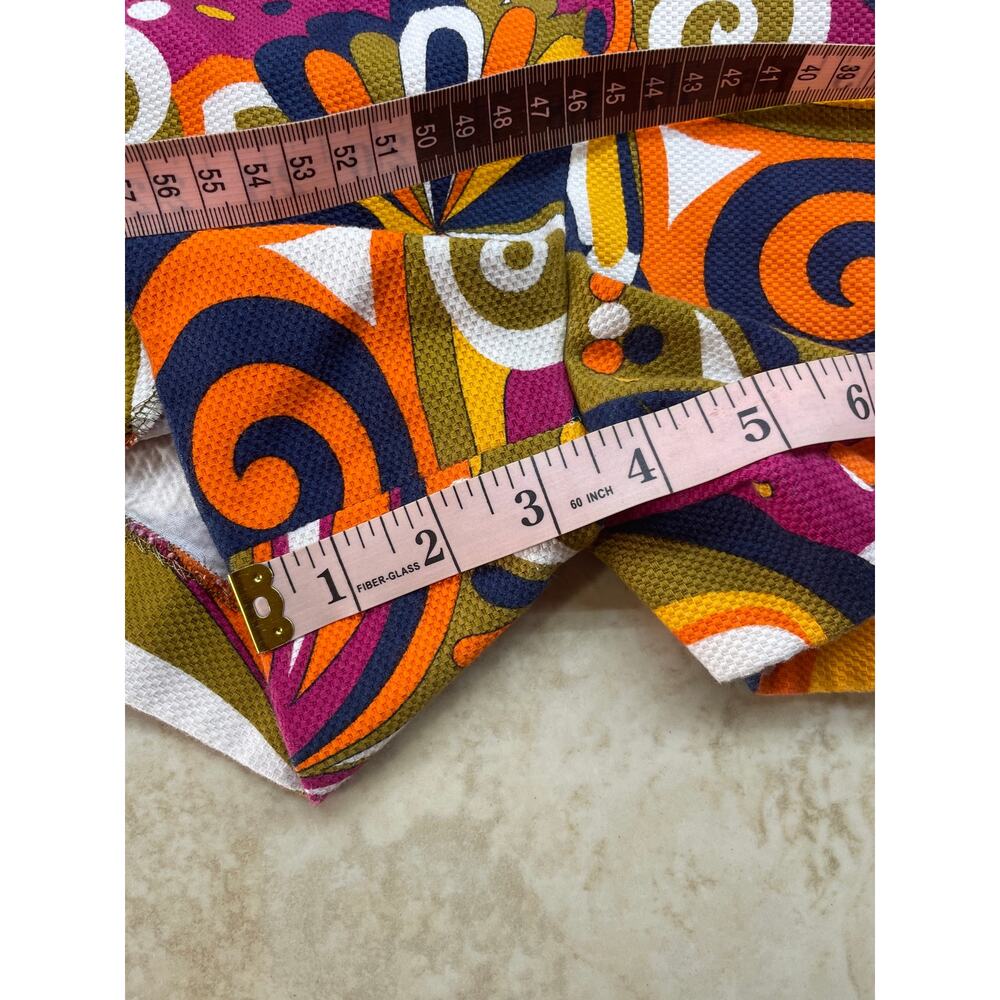 Zara Shorts Retro Mod Print High Waist Textured Lined Size S Colorful Side Zip - Picture 10 of 10